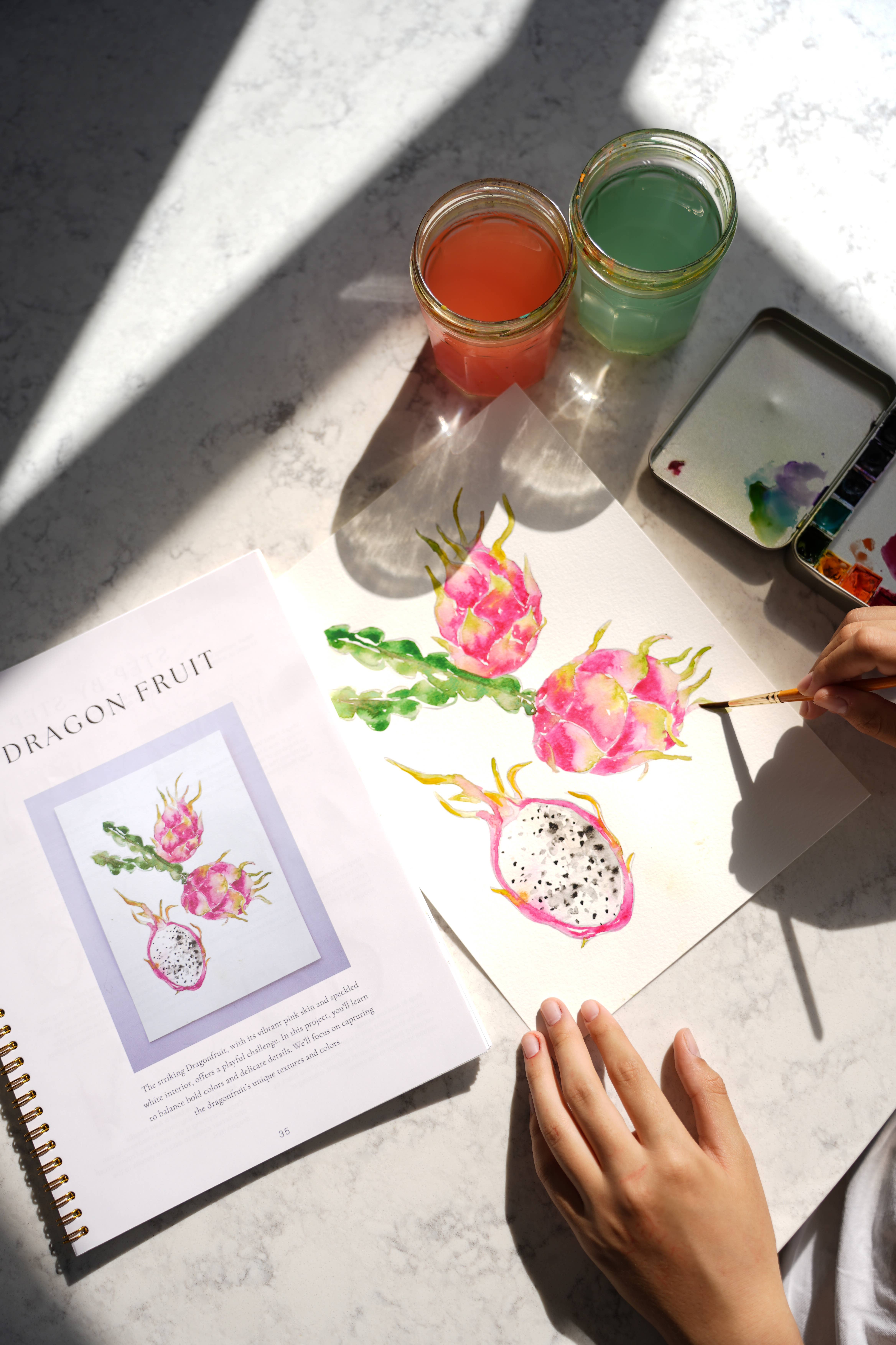 Jean Choe Art & Design - Wholesale Sketchbook/Sketchpad - Fruit Watercolor Workbook: Outlined Coloring Pages to Paint5