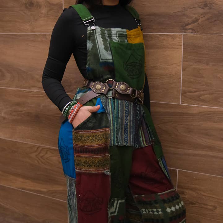 Karma Nepal Crafts - Wholesale Jumpsuit - Women's - Patchwork Wool Blend Wide Leg Jumpsuit2