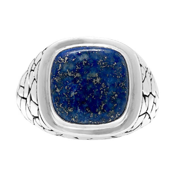Men's lapis tortoiseshell silver ring for wholesale by Orus bijoux men
