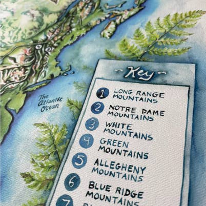 Rosalie Haizlett Illustration - Wholesale Art print - Appalachian Mountains Map - Watercolor Art Print3