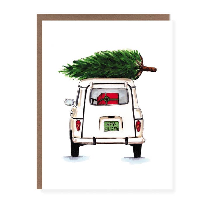 Morgan Swank Studio - Wholesale Christmas Card - Vintage White Car | Christmas Card3