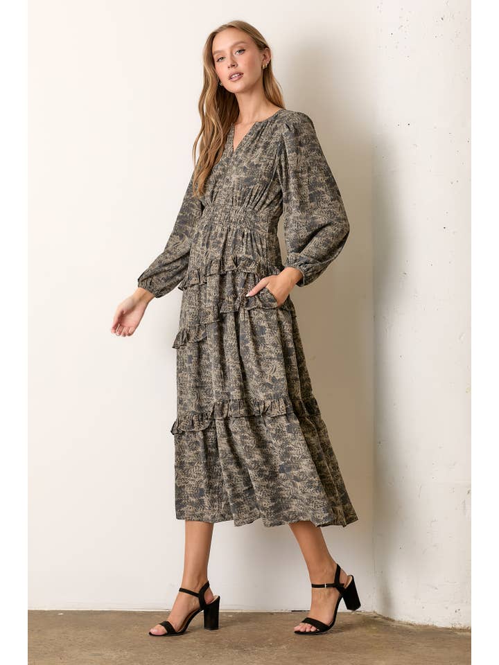 Polagram by Wellmade USA - Wholesale Dress - Women's - PRINTED FLORAL TIERED MAXI DRESS1