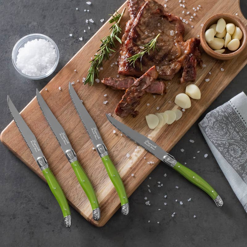 French Home - Vendita all'ingrosso Set di coltelli - French Home, set di 4 coltelli da bistecca Laguiole, verde primaverile2