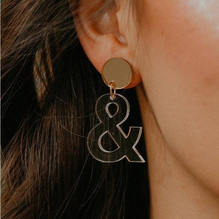 Ampersand Dangle Earrings for wholesale by Sleepy Mountain