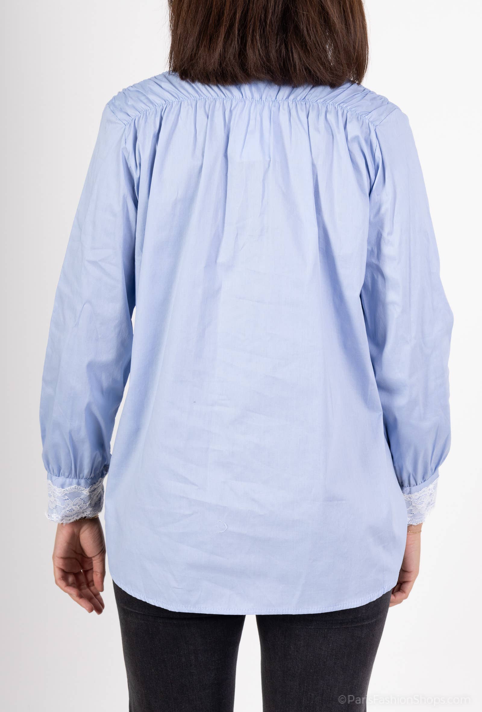 Pépouz' Paris - Vente Chemise à col boutonné – femme - Chemise col mao avec dentelle PC25183