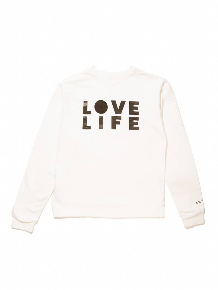 LOVE LIFE MIDWEIGHT CREWNECK SWEATSHIRT; WHITE for wholesale by SOUNDOFF