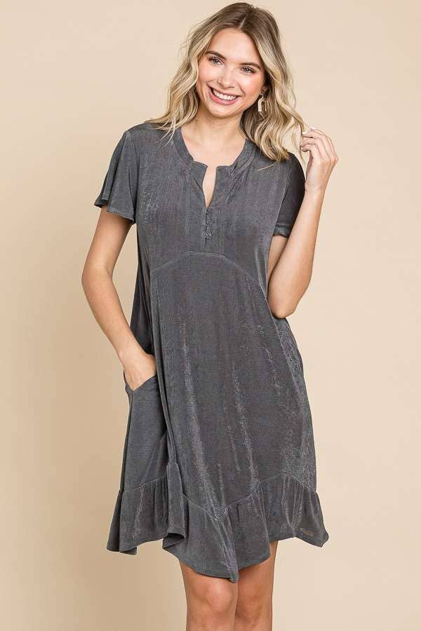 Culture Code - Wholesale Dress - Women's - CRD1501 - UNEVEN RUFFLE HEM FLARE DRESS5