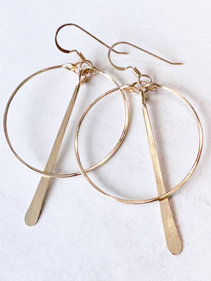 Circle Hoops Long Hammered Center Bar for wholesale by Quinn Sharp Handmade