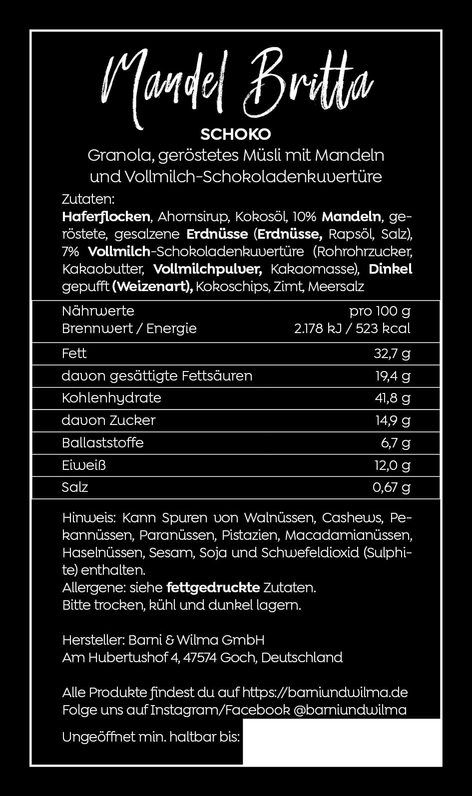 Barni & Wilma - Wholesale Granola - Almond Britta Granola Chocolate Edition11