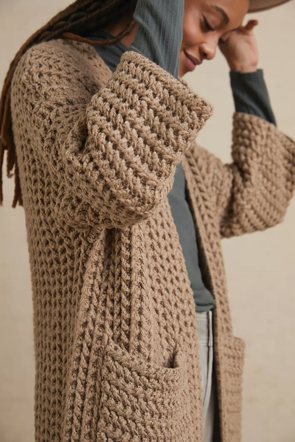 SAACHI - Vendita all'ingrosso Kimono - Donna - Cardigan Kimono a maniche lunghe in maglia a trecce6