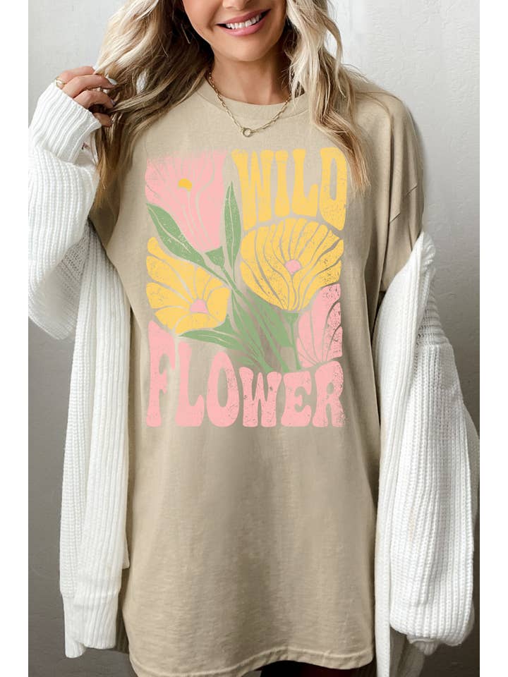 BouTeeQue Closet - Wholesale T-shirt met print - Dames - BT1031 OT Uniseks oversized - Wild Flower2