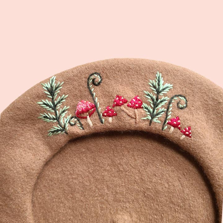 Olala Mia - Wholesale Beret - Women's - Hand embroidered Wool mushroom Beret1