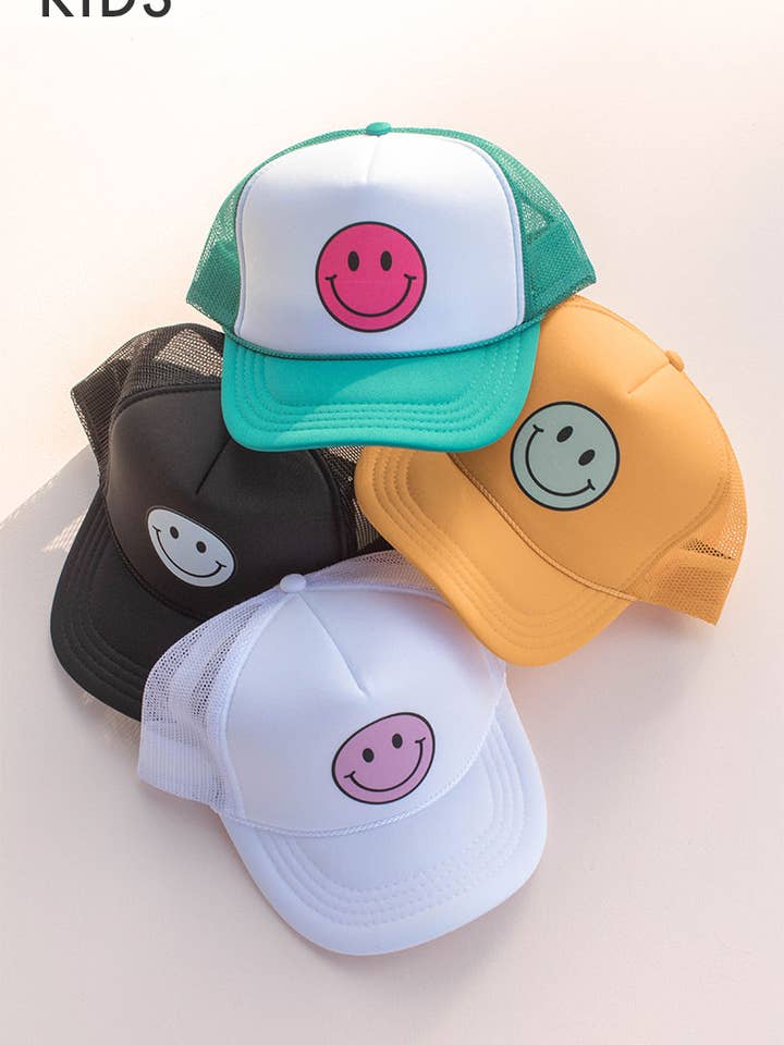 Kids Smiley Face Trucker Hat Cap for wholesale by Space 46 Wholesale