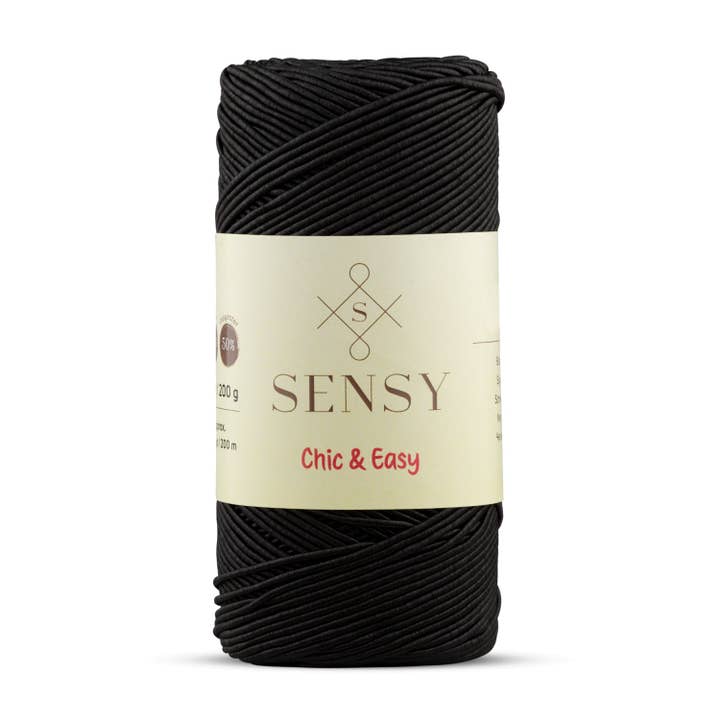 Sensy – Großhandel Garn – Sensy Premium Chic & Easy, 1,5 mm, 218 Meter, 50% Baumwolle, 50% Polyester, Häkelbeutel, Kordel, Häkelgarn
