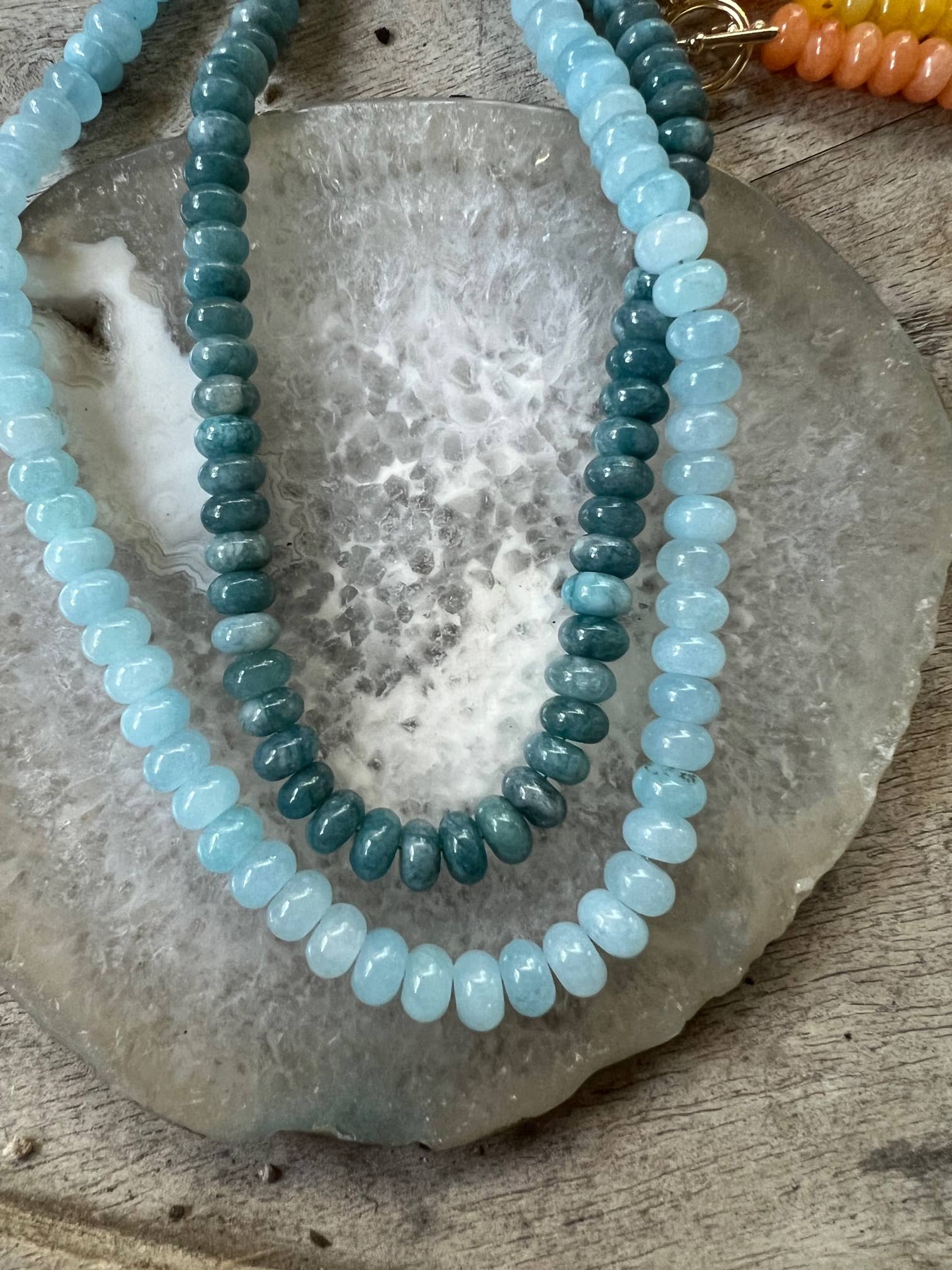 Sonya Renee Jewelry - Wholesale Beaded/Pearl Necklace - Lilly Gemstone Bead Necklace multi-color 8mm opals jade 48