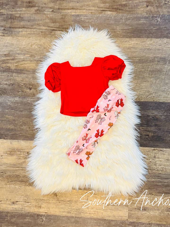 Puff Pink Bow Set for wholesale by Southern Anchor