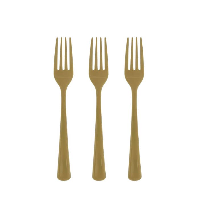 Heavy Duty Gold Plastic Forks - 50 Ct. for wholesale on Faire