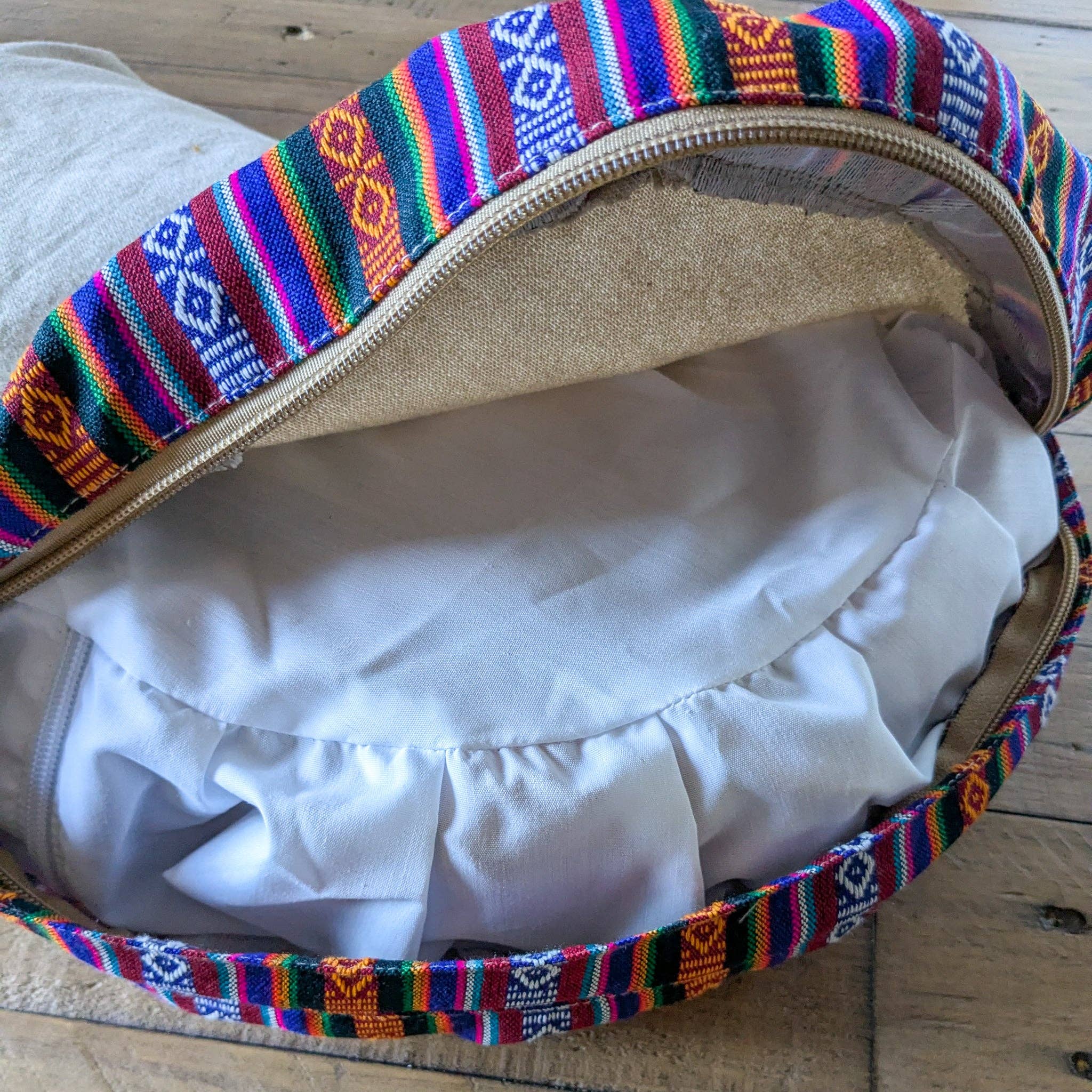 Shakti.ism - Wholesale Meditation Supplies - Half-moon meditation cushion cover with strap, yoga bolster pillow handmade in Nepal4