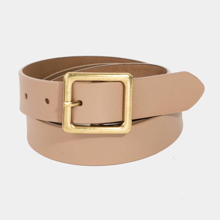 Leather Square Buckle Belt for wholesale by The Looks by Fame Accessories