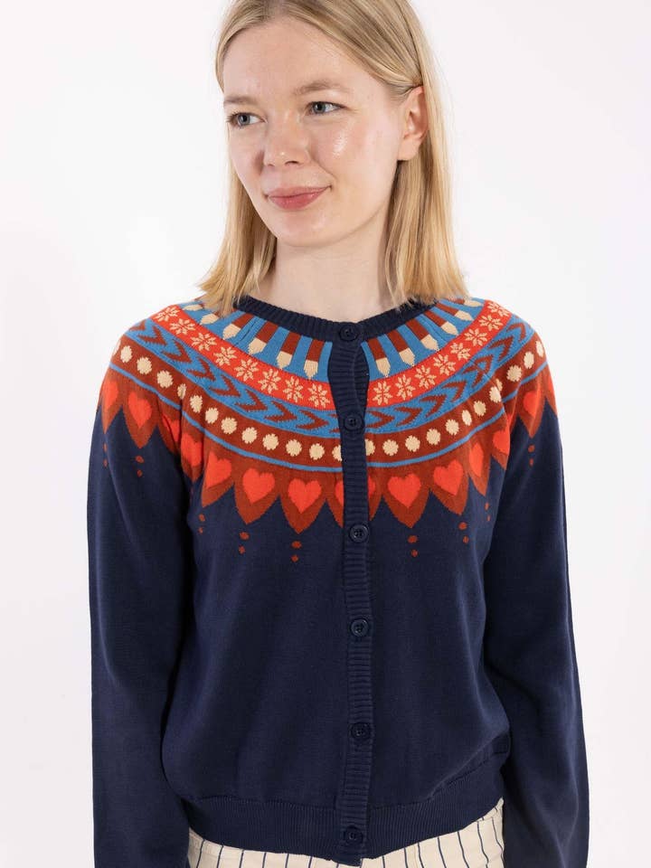 Danesweetheart Cotton Cardigan Dark Navy MULTI for wholesale by Danefae København
