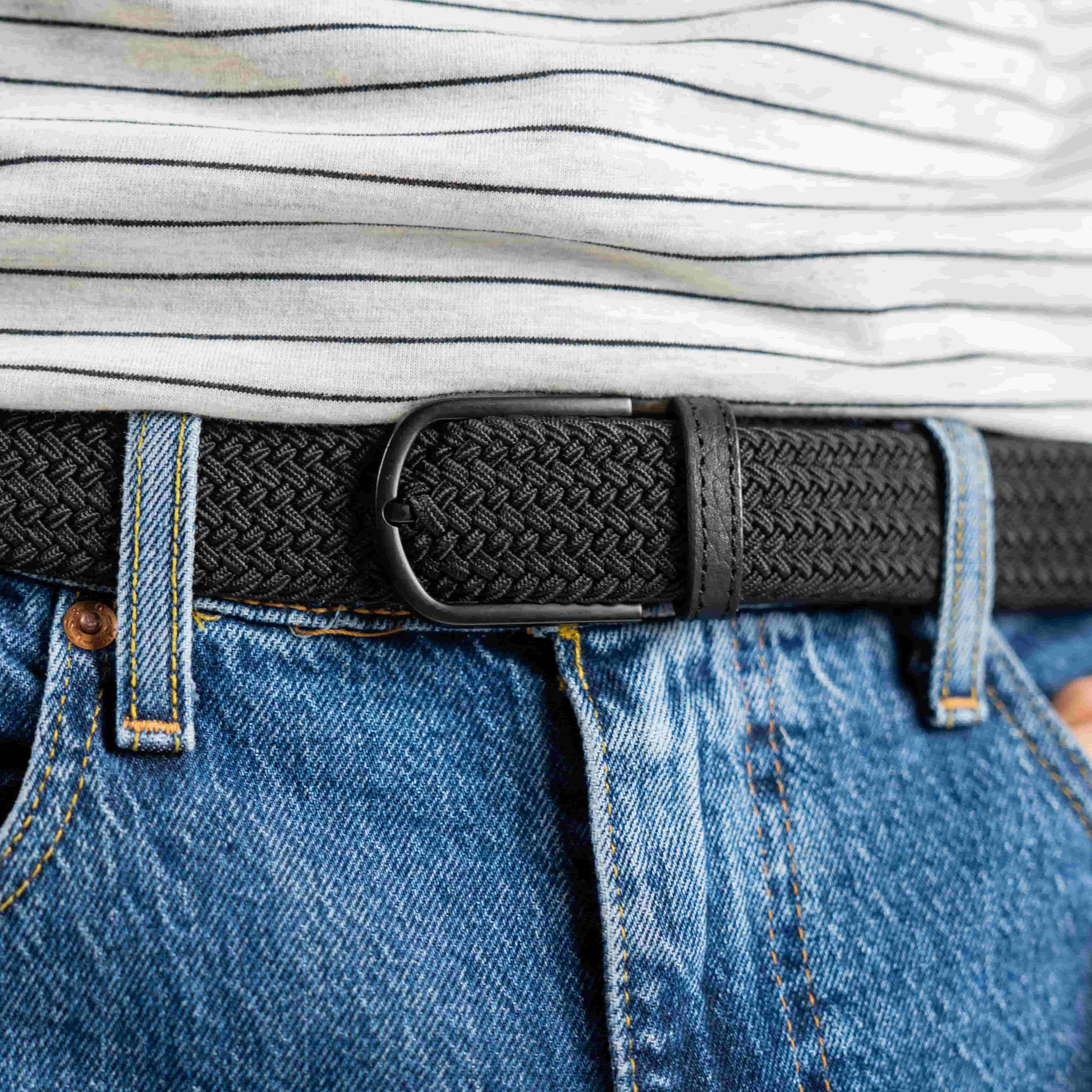 BILLYBELT - Wholesale Belt - Men's - All black elastic braided belt3