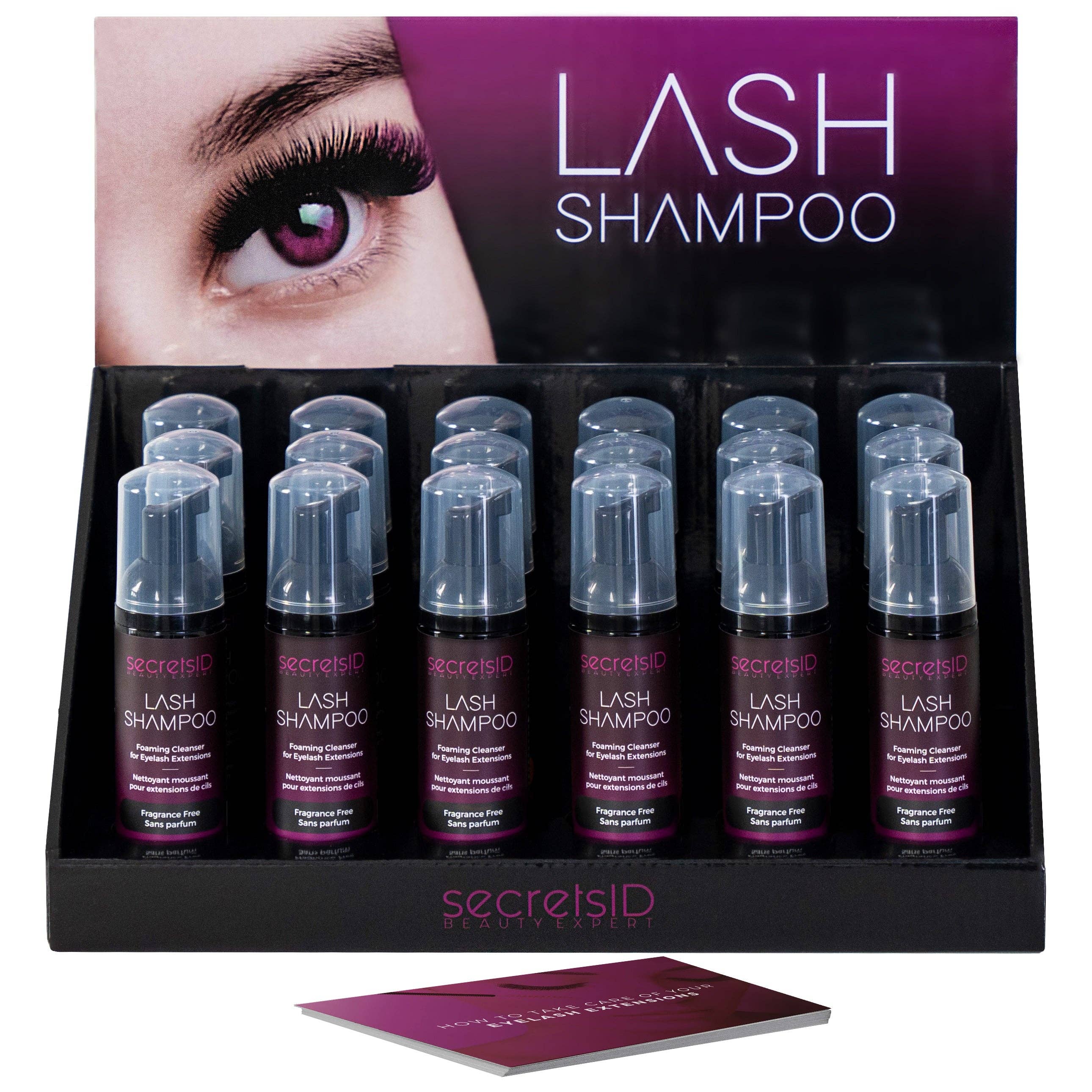 SecretsID - Wholesale Eyelash/Brow Serum - 18 Lash Shampoos Retail Display Pack1