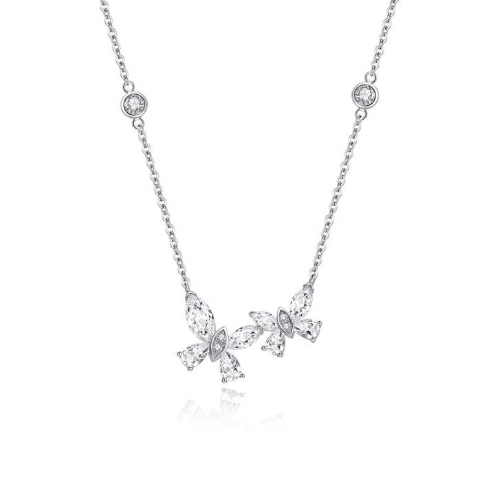 "Butterfly Love" Butterfly Sterling Silver Necklace for wholesale by Fanci Me Jewelry
