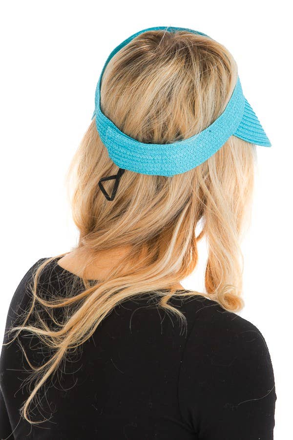 Cap Zone – wholesale Visor – Women's – Petite Solid Color Roll-Up Paper Straw Sun Visor4