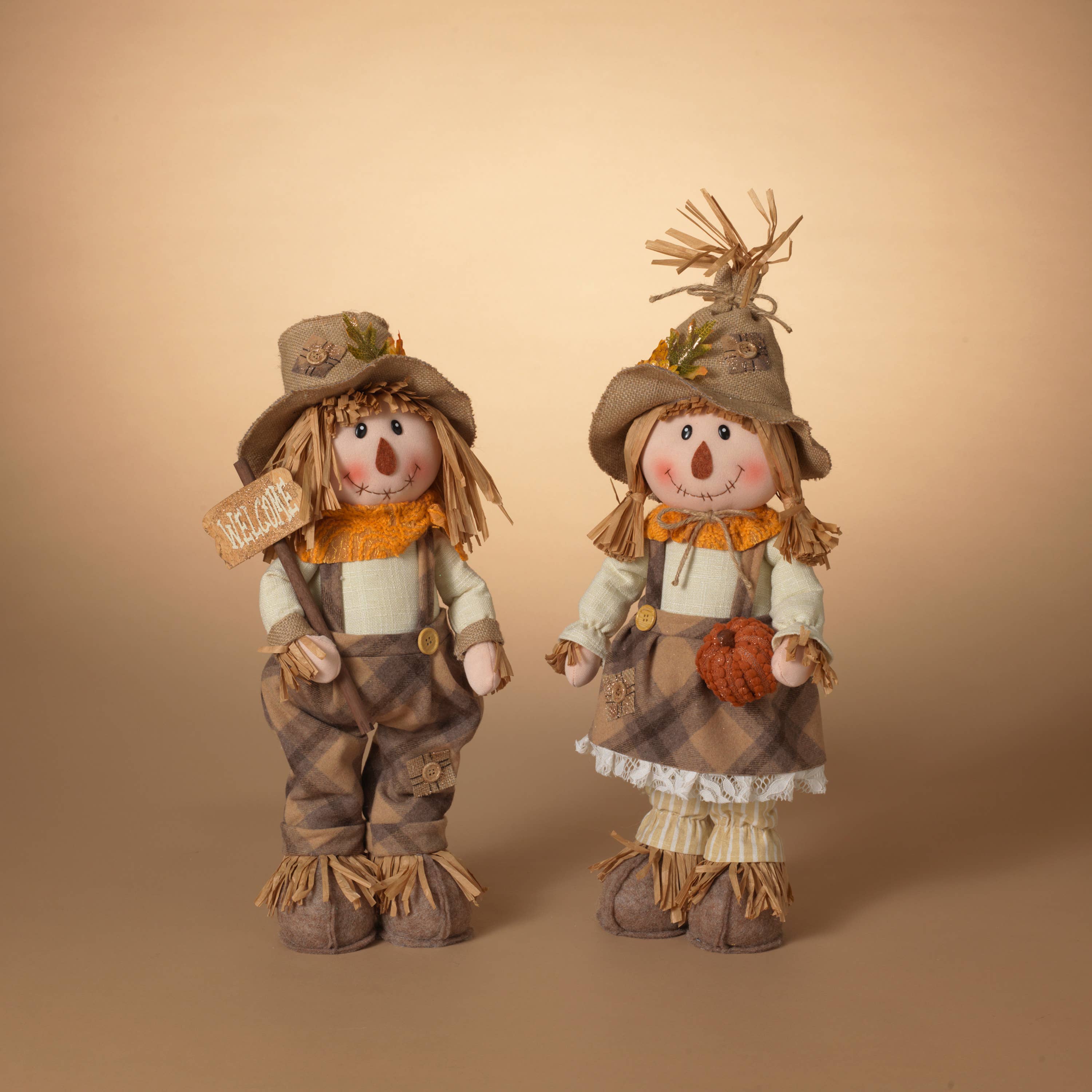 The Gerson Companies - Wholesale Decorative Figurine - Holiday 19"H Plush Standing Scarecrow Figurine, 2 Asst
