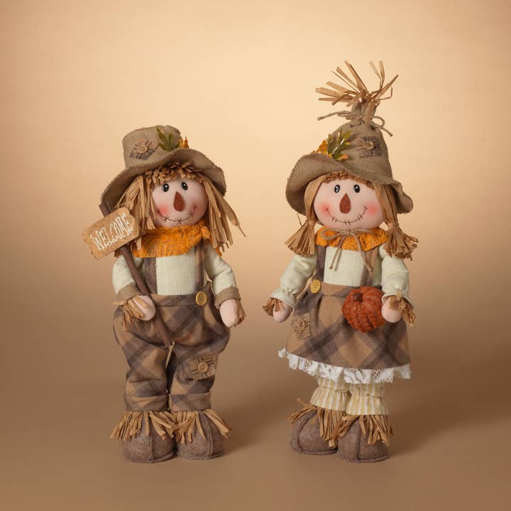 The Gerson Companies - Wholesale Decorative Figurine - Holiday 19"H Plush Standing Scarecrow Figurine, 2 Asst0