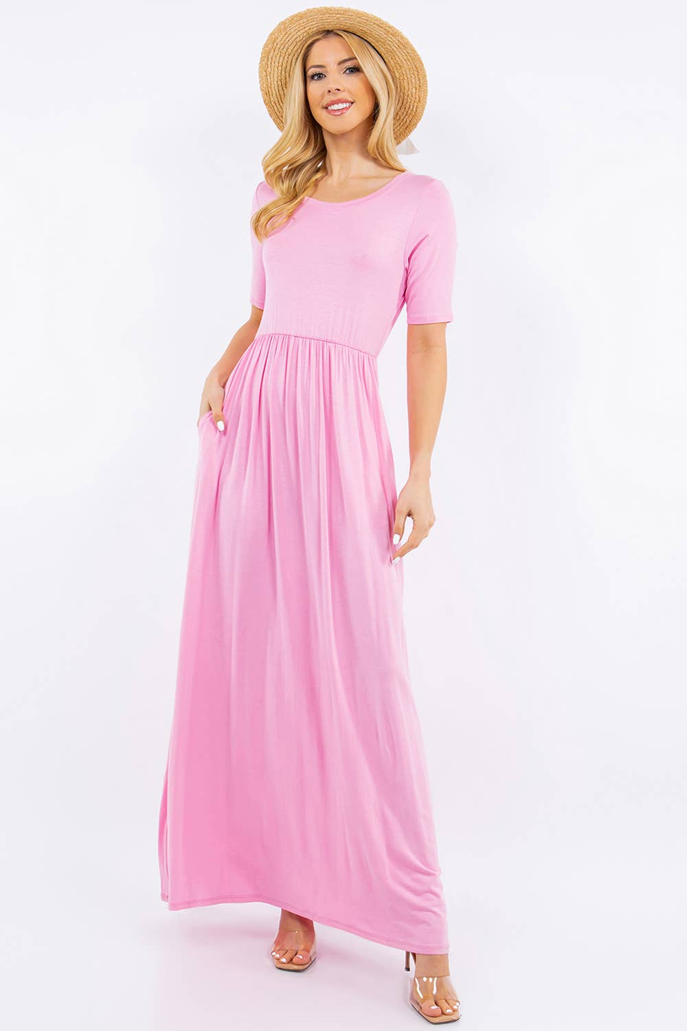 Celeste Clothing - Wholesale Dress - Women's - PLUS SIZE MODEST MAXI DRESS WITH POCKETS -CD23411T-PL44