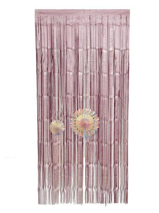 Mauve Fringe Curtains One Mauve Foil 8 x 3 Feet Curtain for wholesale by Hullaballoons