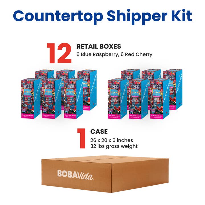 Bobavida Popping Pearls - Wholesale Retailer Display - Food & Drink - ICEE Countertop Shipper Kit