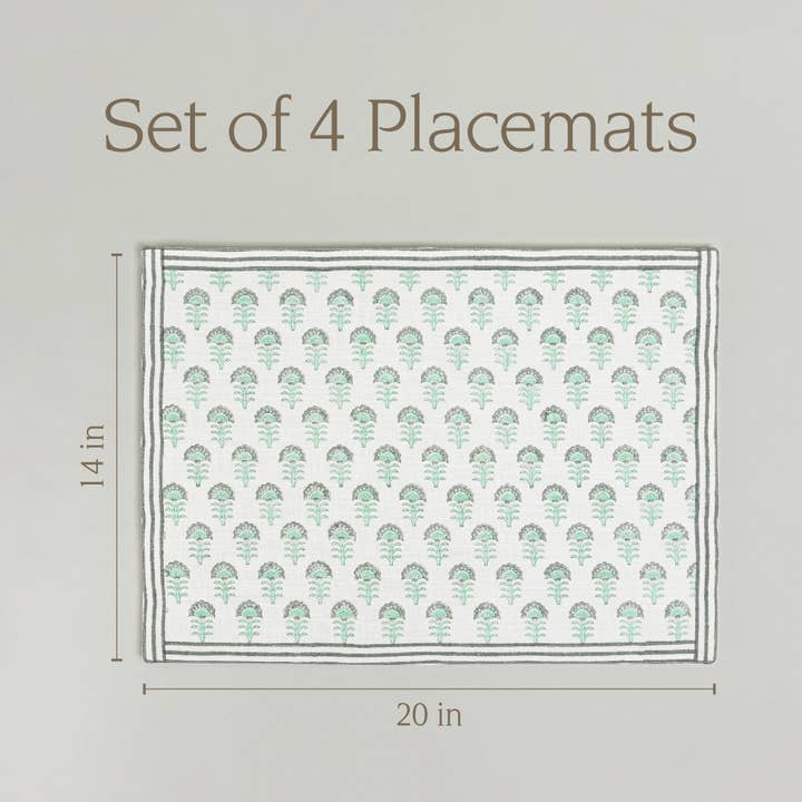 over&back - Wholesale Placemat - Artisan Hand-Blocked Placemats – 100% Cotton – Set of 422