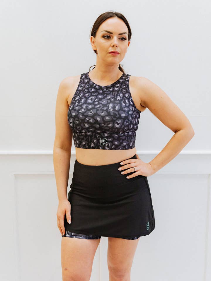 Black Leopard Skort for wholesale by Pokita