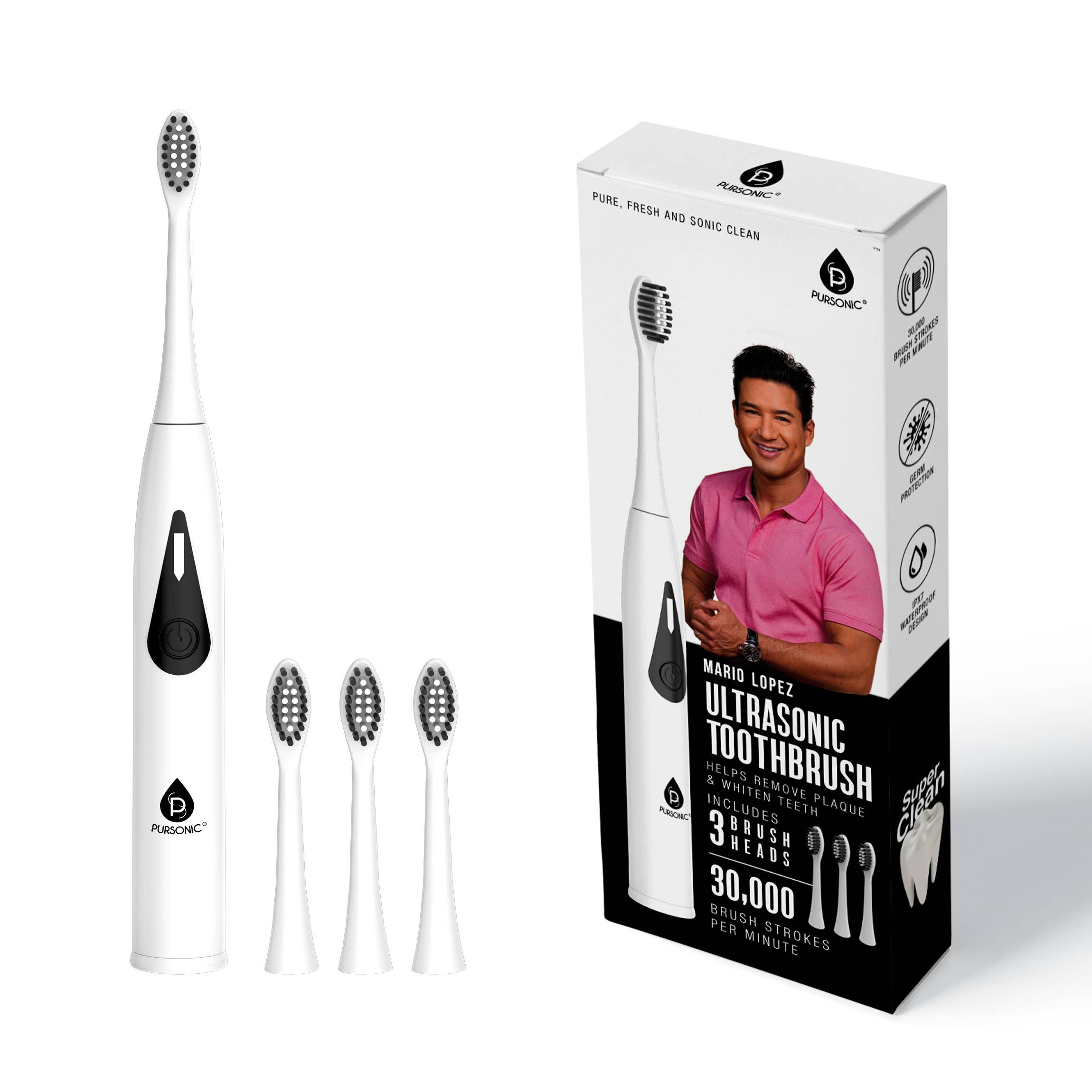 Pursonic - Wholesale Toothbrush - Pursonic - Mario Lopez Triple-Head Electric Tooth Wizard - 30