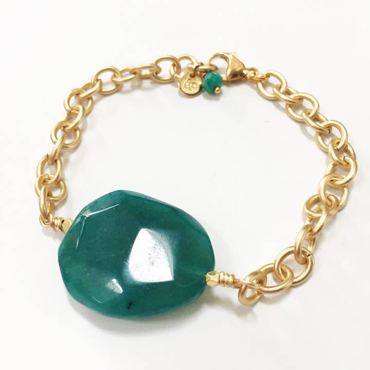 Bracelet en grosses chaînes de pierres précieuses | Variété de pierres | Plaqué pour la vente par Champagne on a Wednesday