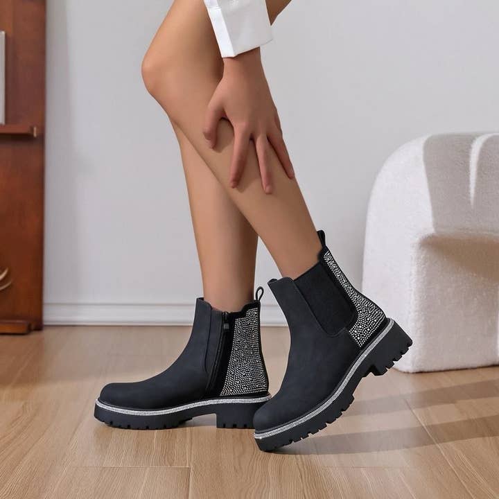 No Doubt Shoes - Vendita all'ingrosso Stivali - Donna - STIVALETTI FIRMATI CON ZIP DIAMANTES