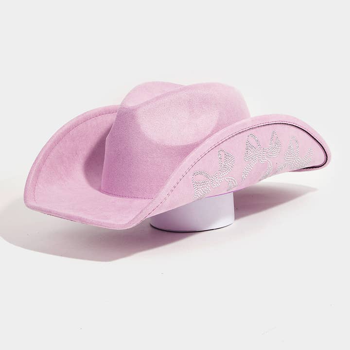 Chapéu de Cowboy Ocidental Bordado com Laço de Fita de Strass por atacado de Collections by Fame Accessories