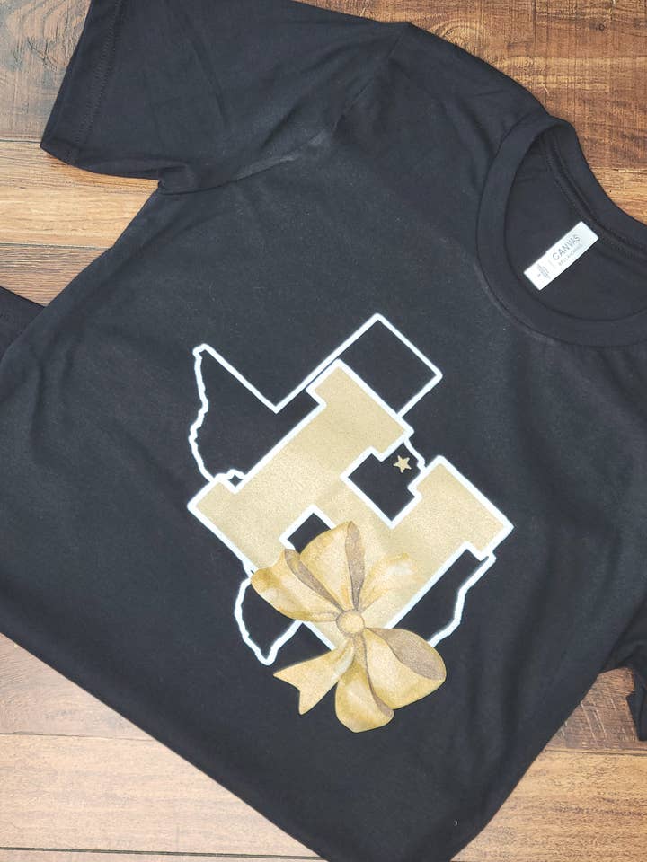 Coquette Texas H Bow Graphic T-Shirt for wholesale by Ranch Swag