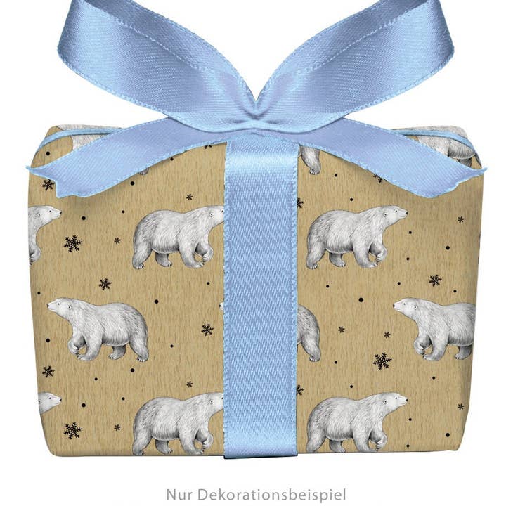 Geschenkpapier Weihnachten als Set 3 Bögen "Eisbär Senf Gelb für den Großhandel von fioniony®