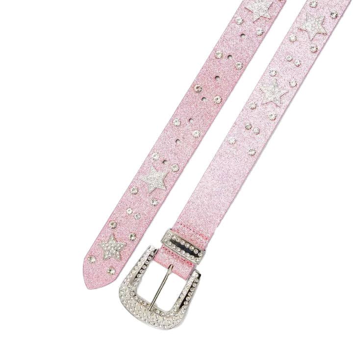 Pink Glitter Star Bling Belt for wholesale on Faire
