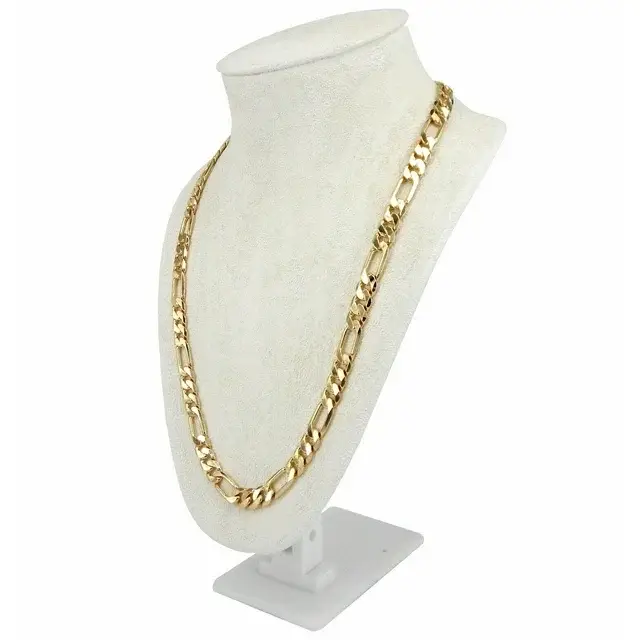 Karrbear - Wholesale Link & Chain Necklace - 4mm Figaro Chain Necklace 24k Gold for Men Wome1