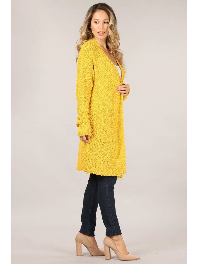 Oceanus Apparel – Großhandel Strickjacke – Damen – OUG80160 Cardigan-Pullover aus massivem Popcorn mit Verzierung18