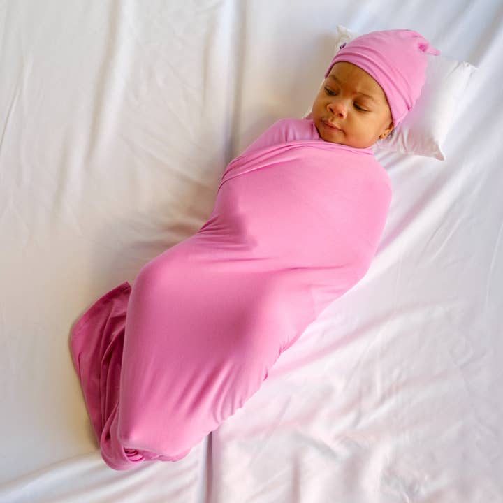 Petal Pink Swaddle & Beanie Set for wholesale by Little Lima Beans