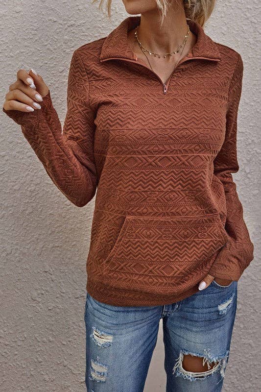 Love, Kuza – Engroshandel Pullover - Dame – Halv lynlås tekstureret sweater5
