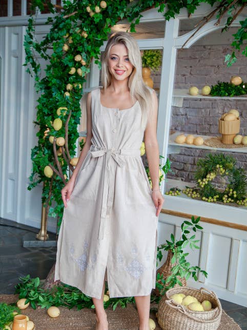 Vestido bordado Alatiria Beige para venta al por mayor de Galychanka