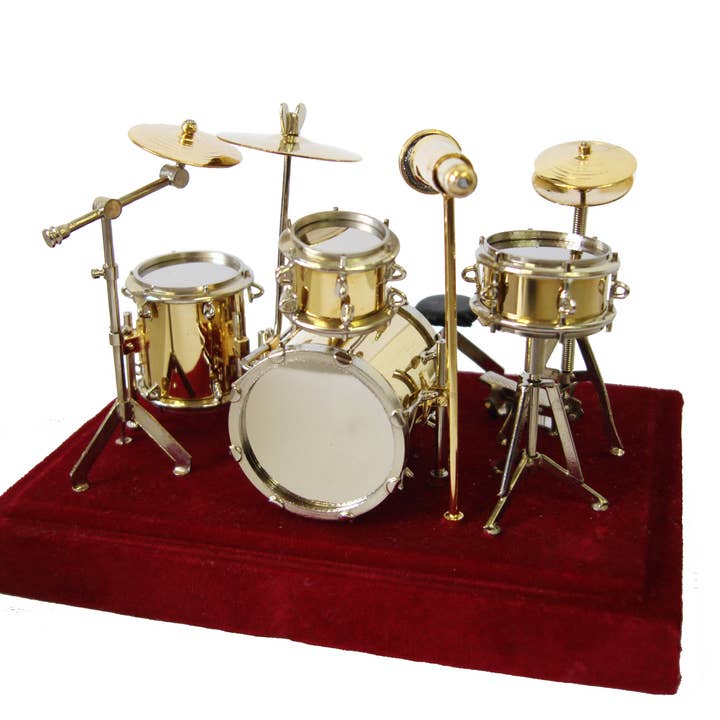 Gold Drum Set Miniature with Case for wholesale by Broadway Gifts Co