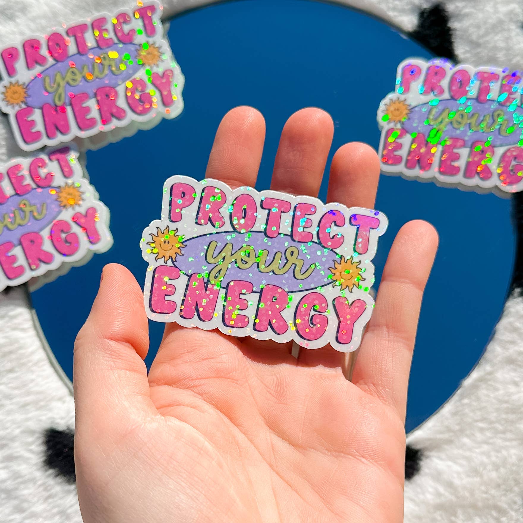 Elizzie – wholesale Klistermärke – ”Skydda din energi” Holografisk klistermärke0