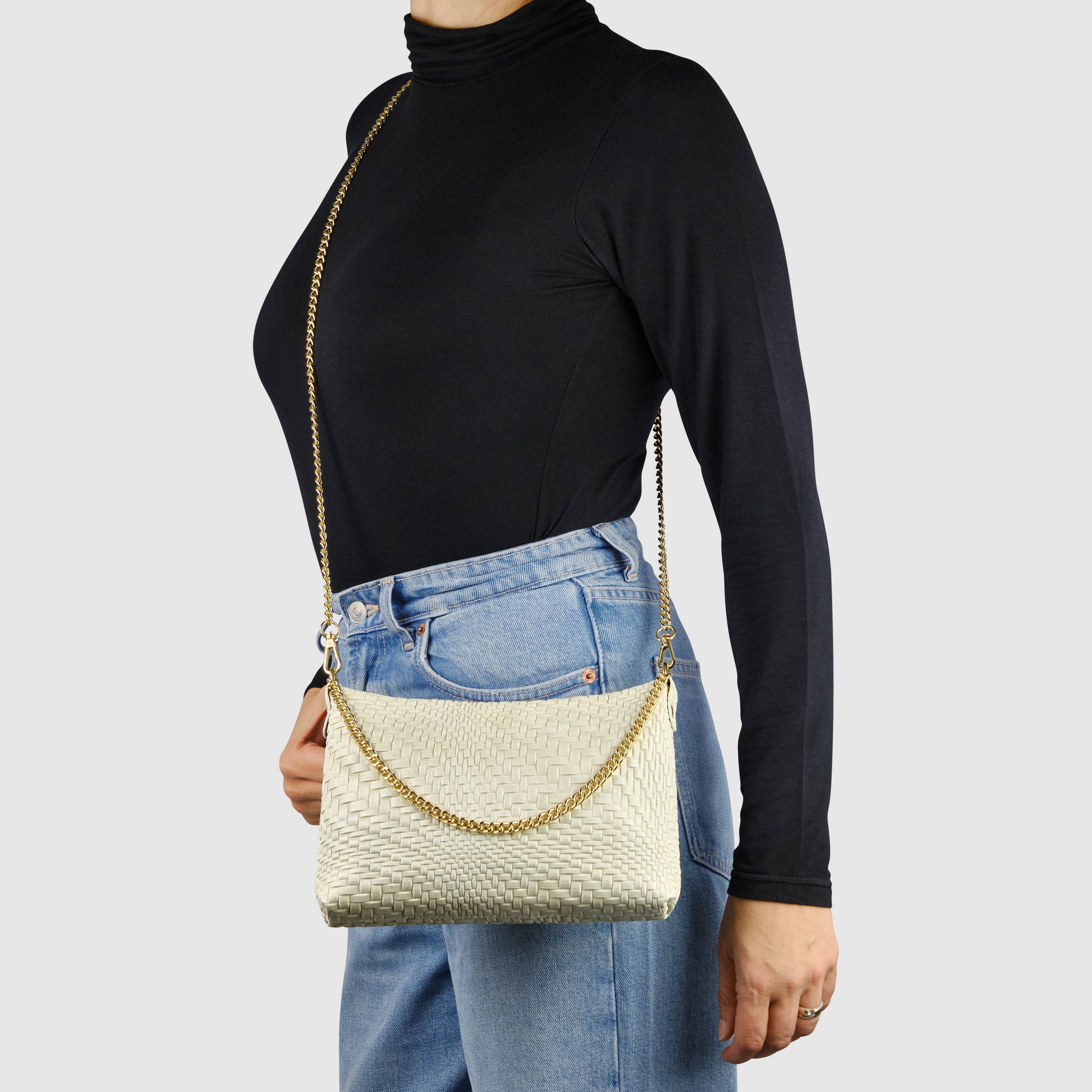 TAKEASY - Vente Sac à bandoulière – femme - Sac bandoulière en cuir suédé à carreaux1